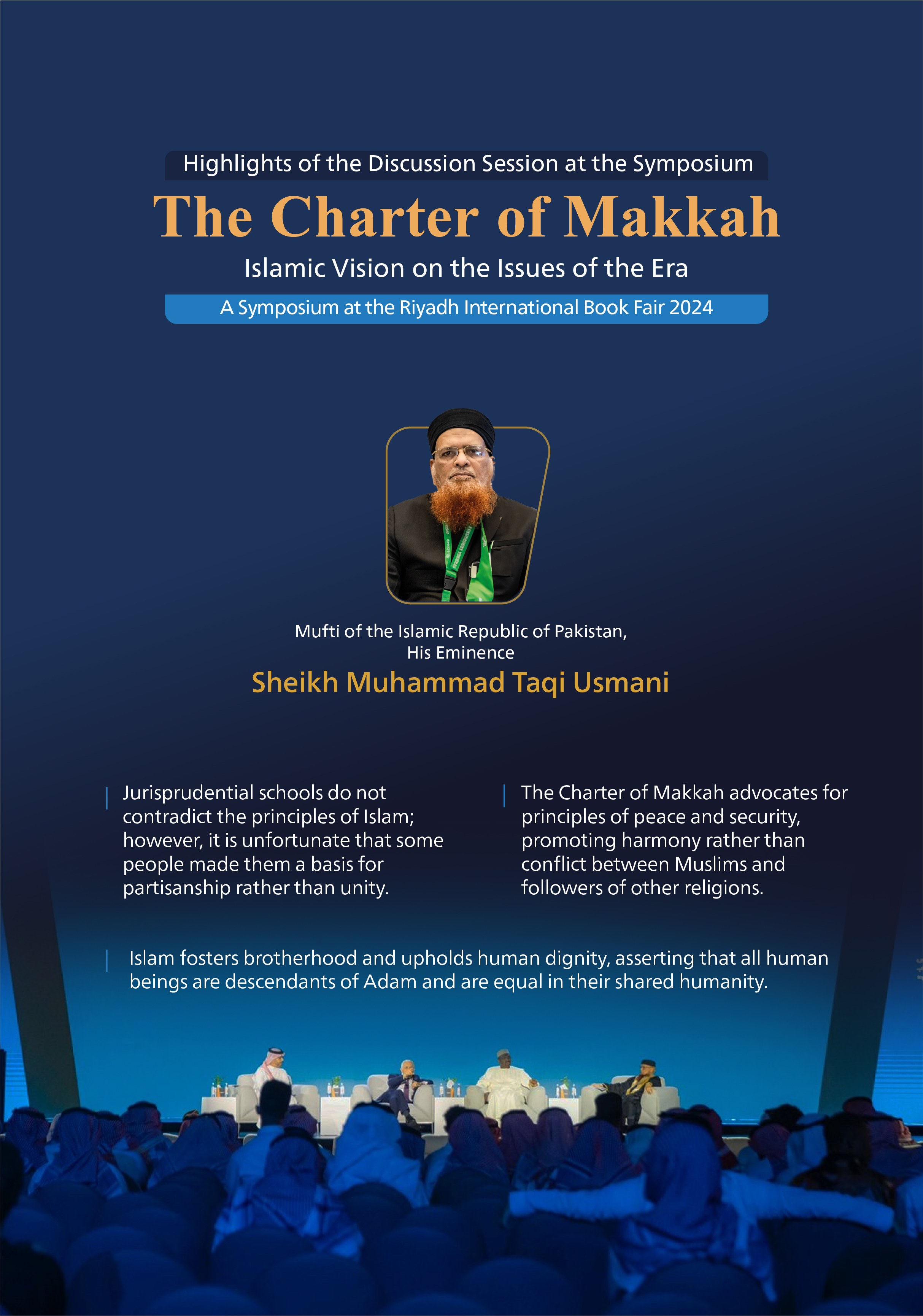 His Eminence Sheikh Muhammad Taqi Usmani, Mufti of the Islamic Republic of Pakistan, participating at the symposium on The Charter Of Makkah