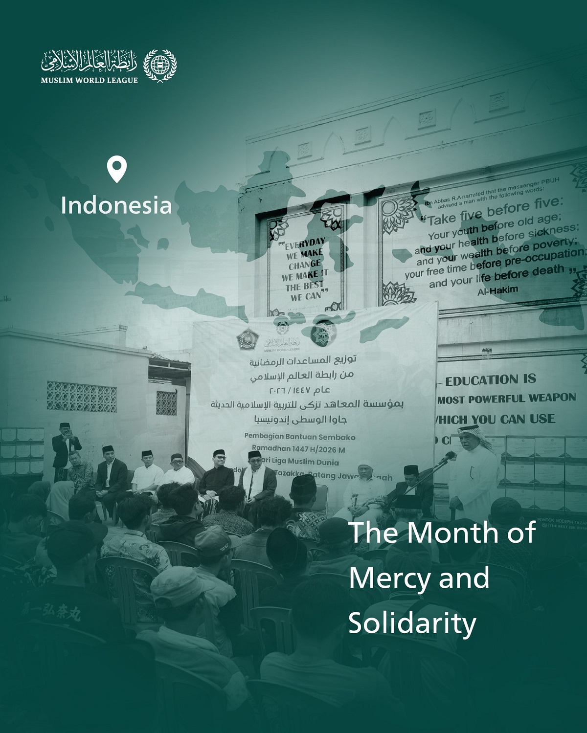 The Month of Mercy and Solidarity The Muslim World League continues distributing Ramadan food baskets to families in need across the globe. Here are the convoys dispatched to the Republic of Indonesia.