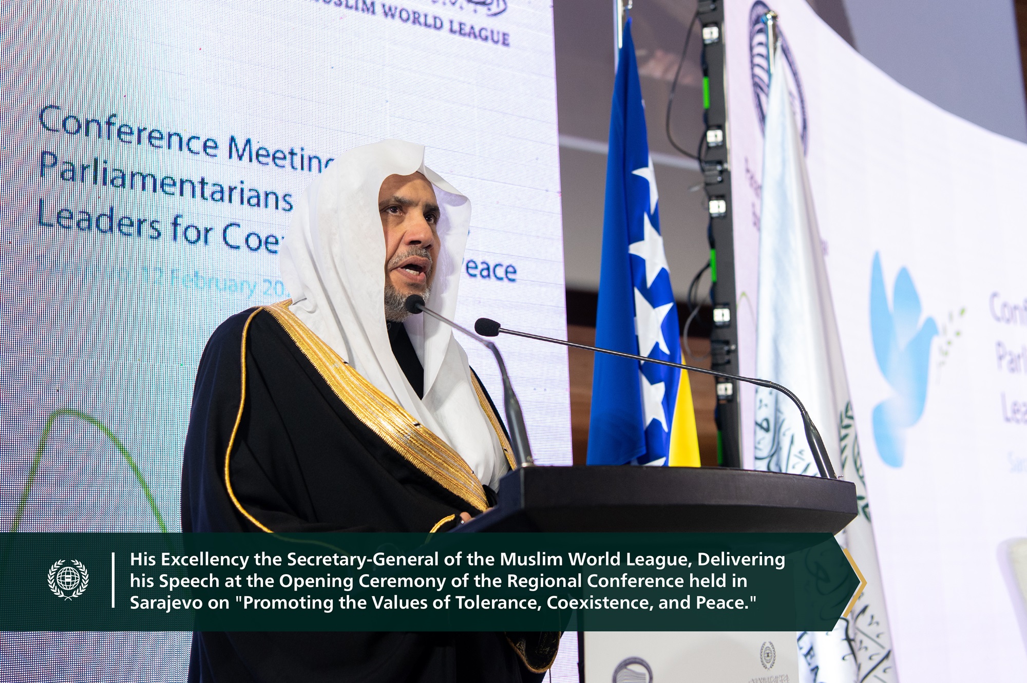 His Excellency Sheikh Dr. Mohammed Al-Issa, Secretary-General of the MWL and Chairman of the Organization of Muslim Scholars, joined the Bosnian president in opening the regional conference