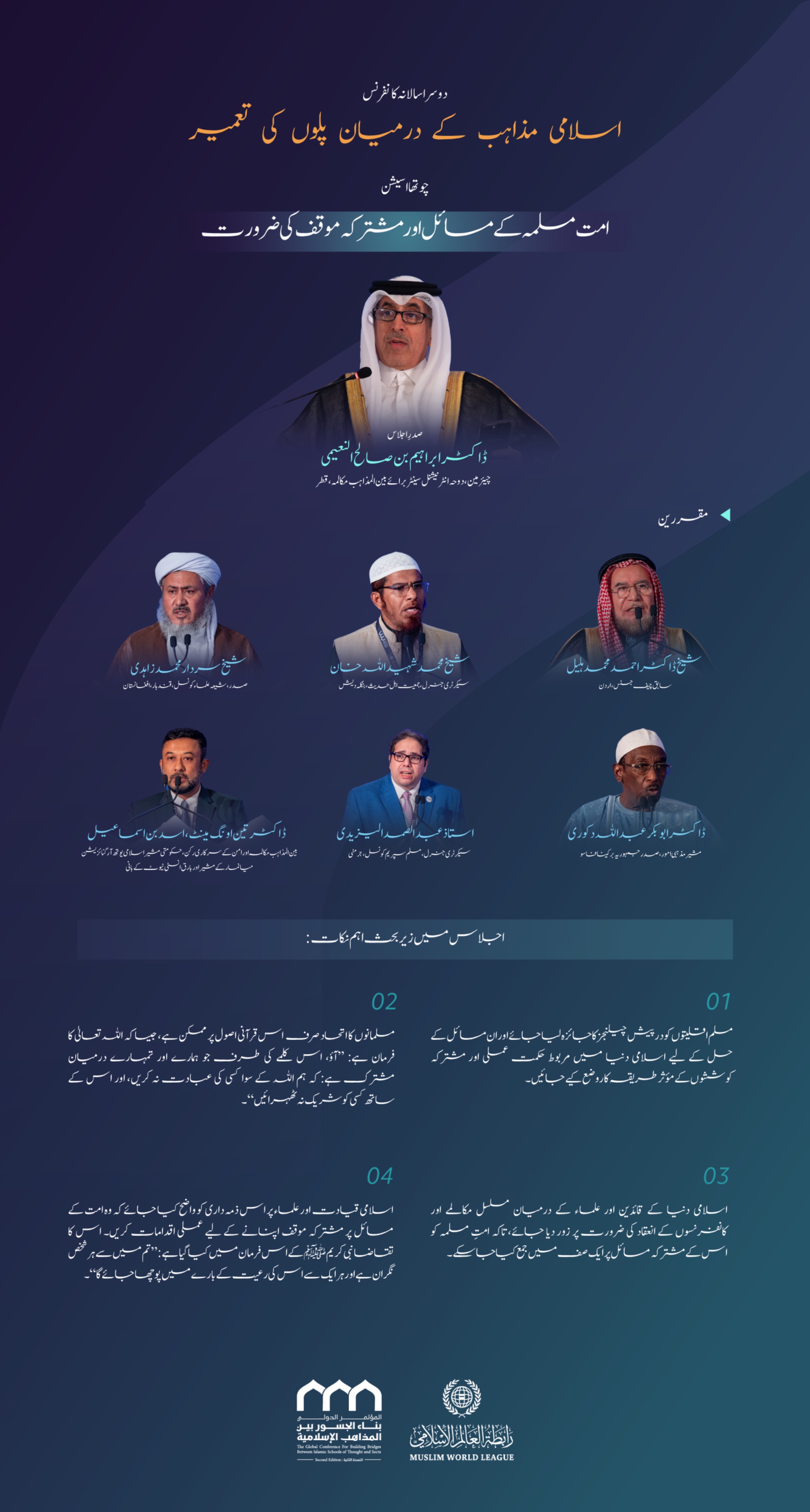 اسلامی مکاتب فکر کے درمیان پل قائم کرنے کے لئے منعقدہ کانفرنس کے دوسرے ایڈیشن کی چوتھی نشست ” امت مسلمہ کے مسائل اور مشترکہ موقف کی ضرورت “ میں کن نکات پر گفتگو ہوئی۔