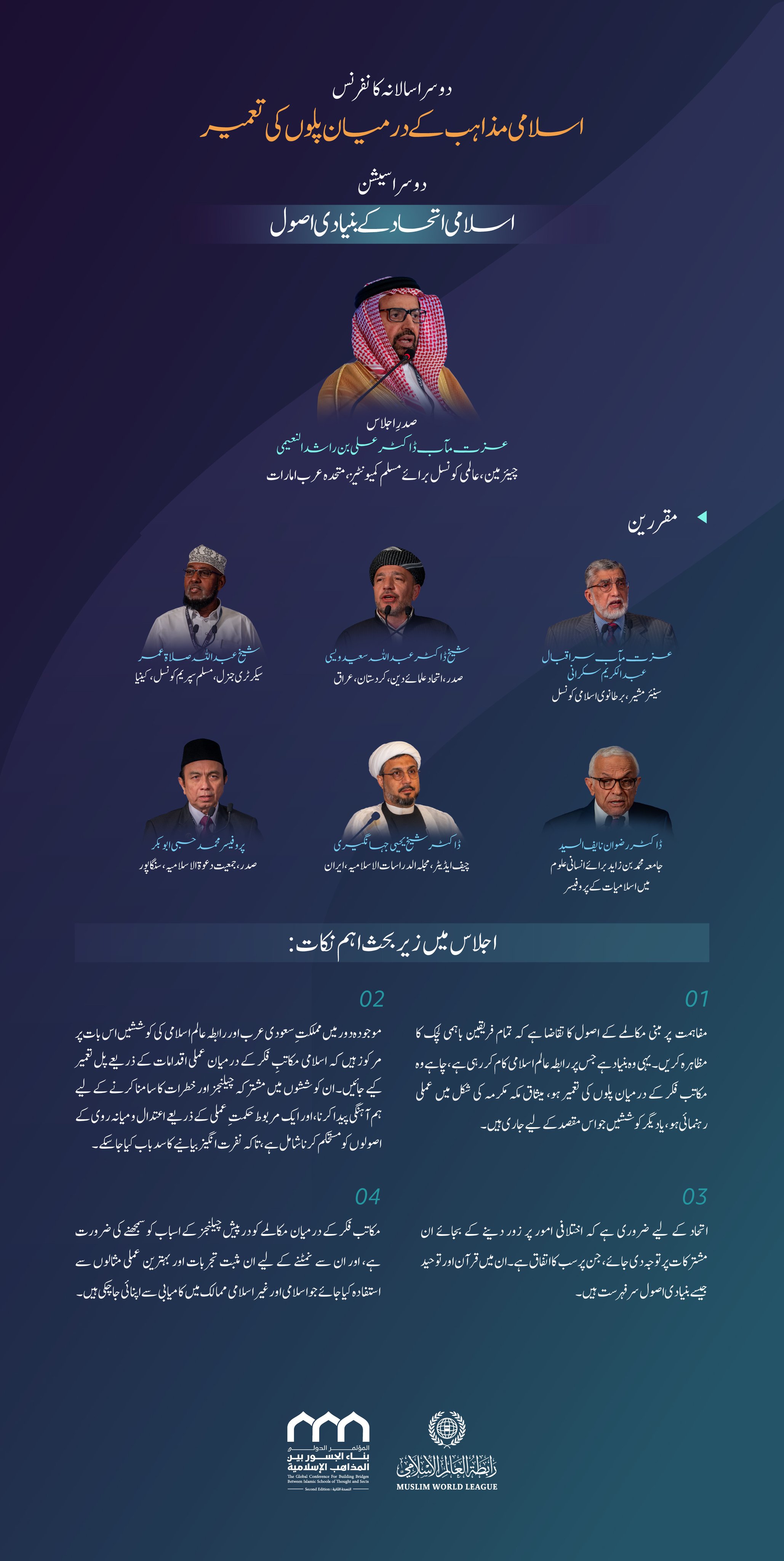 ایڈیشن  کی  دوسری نشست ” اسلامی اتحاد کے  بنیادی اصول “ میں کن نکات پر گفتگو ہوئی۔