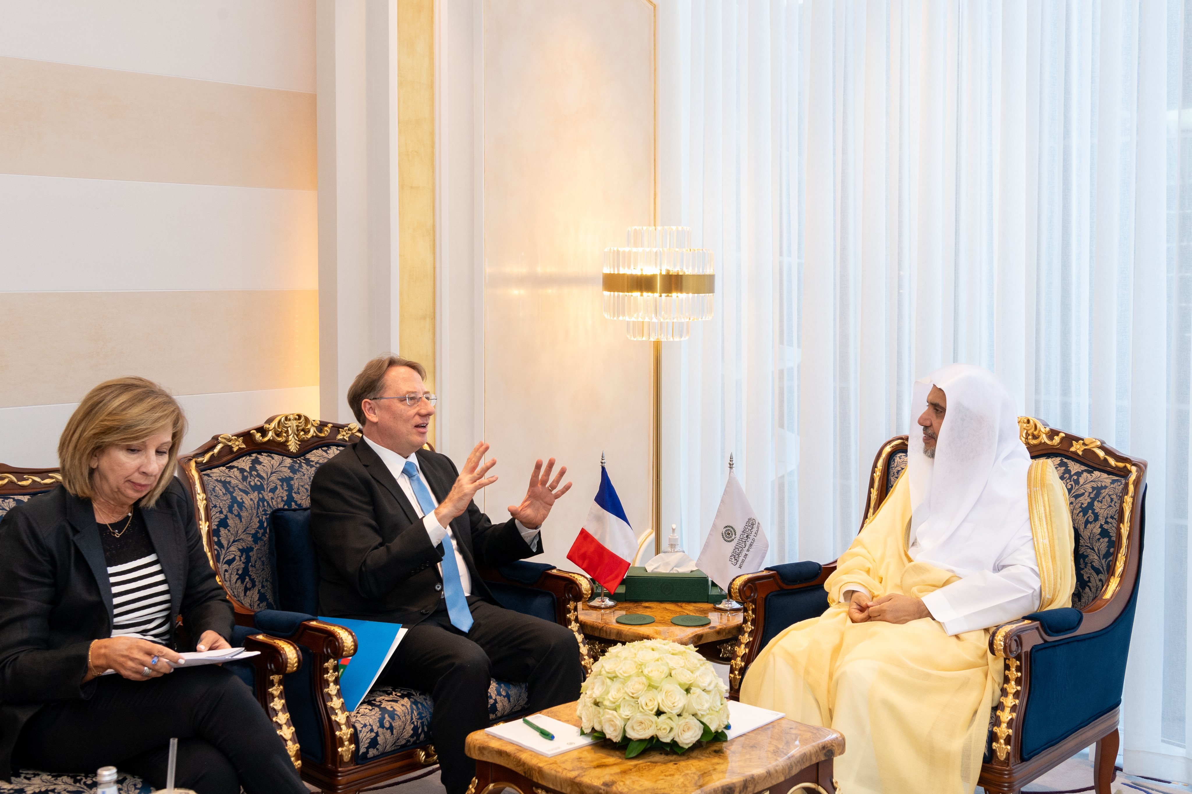 His Excellency Sheikh Dr. Mohammad Al-issa, Secretary-General of the MWL, met with His Excellency Ambassador Ludovic Pouille, the French Ambassador to Saudi Arabia