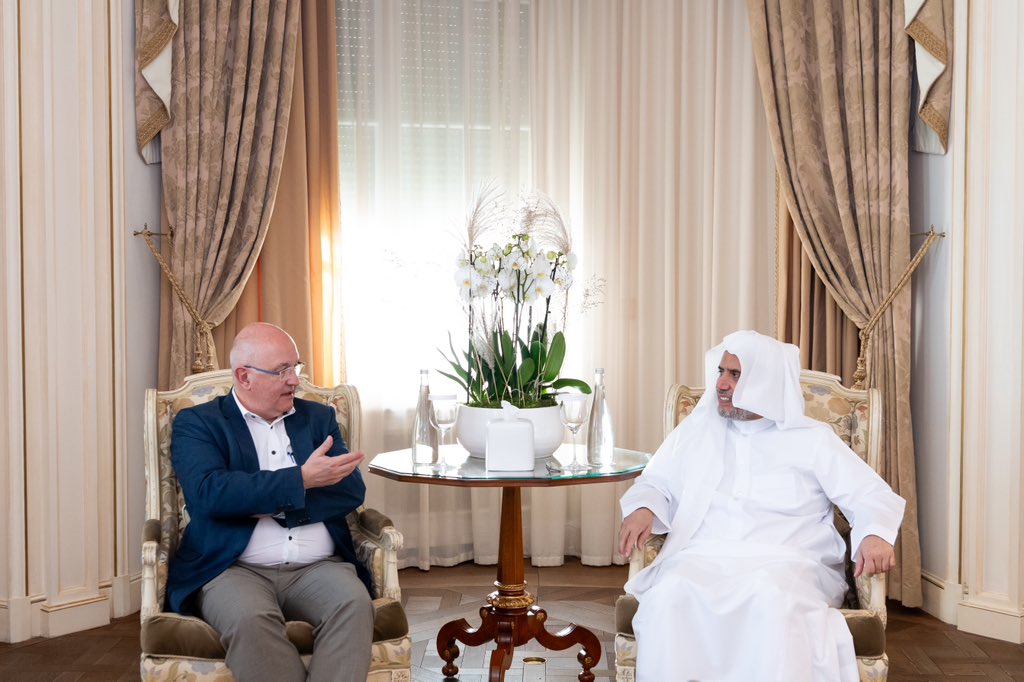 At his residence in Geneva, His Excellency Sheikh Dr. Mohammed Al-Issa, Secretary-General of the MWL, held a meeting with Mr. Nicolas Levrat, United Nations Special Rapporteur on Minority Affairs