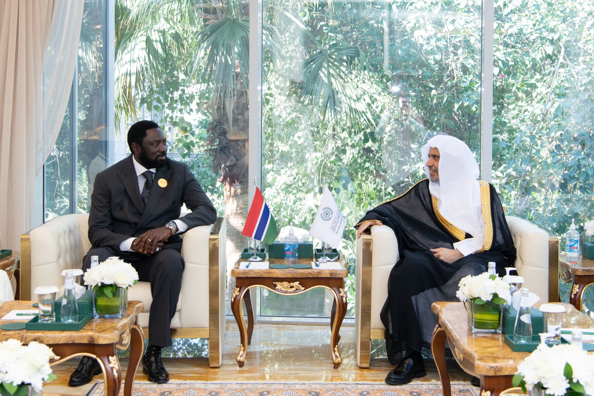 Earlier today in his office, His Excellency Sheikh Dr.Mohammed Al-issa, Secretary-General of the MWL and Chairman of the Organization of Muslim Scholars, met with His Excellency Dr. Mamadou Tangara, Minister of Foreign Affairs of Gambia.