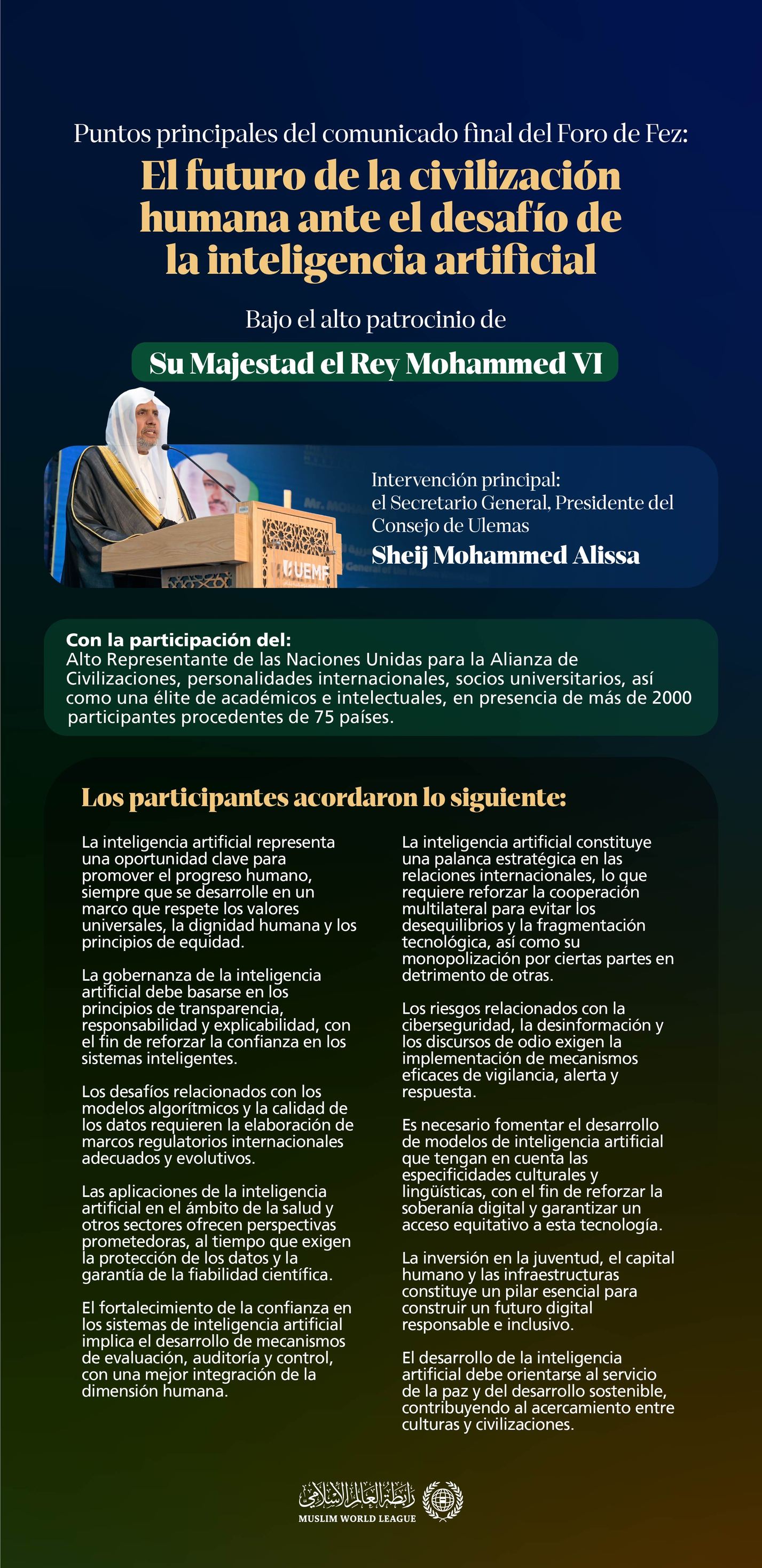 la Conferencia de la Universidad Euro-Mediterránea publicó la «Declaración de Fez» sobre la civilización humana y la inteligencia artificial. A continuación, los principales puntos: