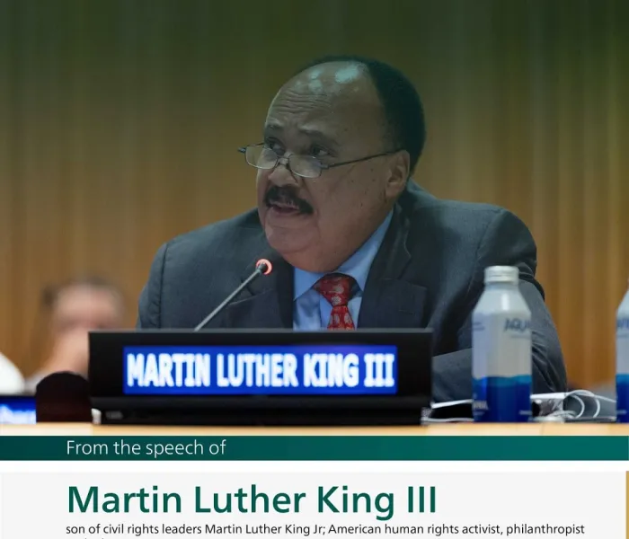 Highlights from the speech of Martin Luther King III, the son of civil rights leaders Martin Luther King Jr; American human rights activist