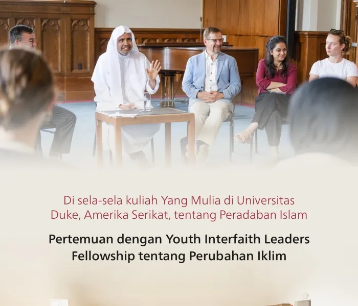 Yang Mulia Sekretaris Jenderal LMD, Ketua Organisasi Ulama Muslim, Syekh Dr. Mohammed Alissa,  mengadakan dialog dengan angkatan ketiga para pemuda peserta program "Youth Interfaith Leaders Fellowship tentang Perubahan Iklim",