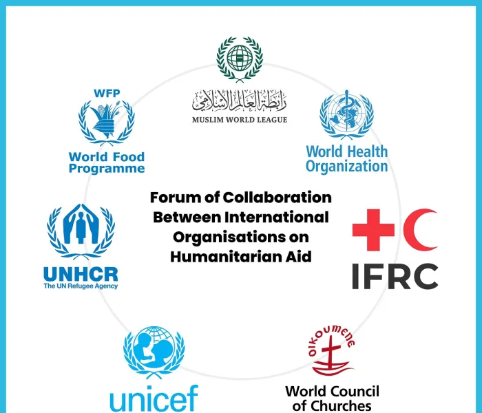 heads of UN organizations engaged in humanitarian work meet today in Geneva with the participation of the Secretary General of the Muslim World League