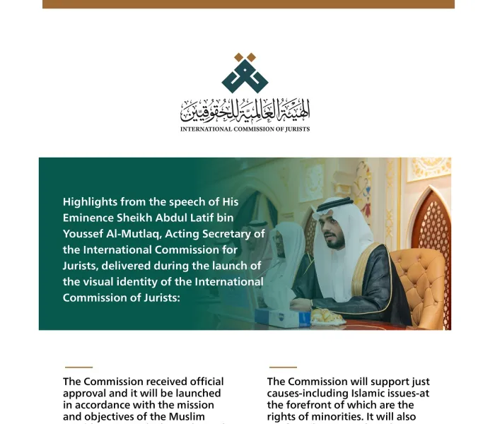 Highlights from the speech of His Eminence Sheikh Abdul Latif Al-Mutlaq, the Acting Secretary of the International Commission for Jurists