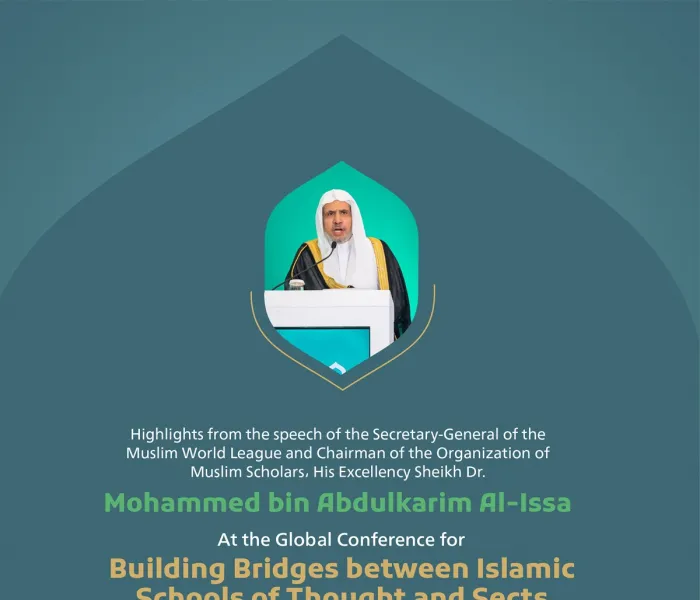 Highlights from the speech of His Excellency Sheikh Dr. Mohammed Al-Issa, Secretary-General of the MWL and Chairman of the Organization of Muslim Scholars, at the Global Conference for Building Bridges between Islamic Schools of Thought and Sects