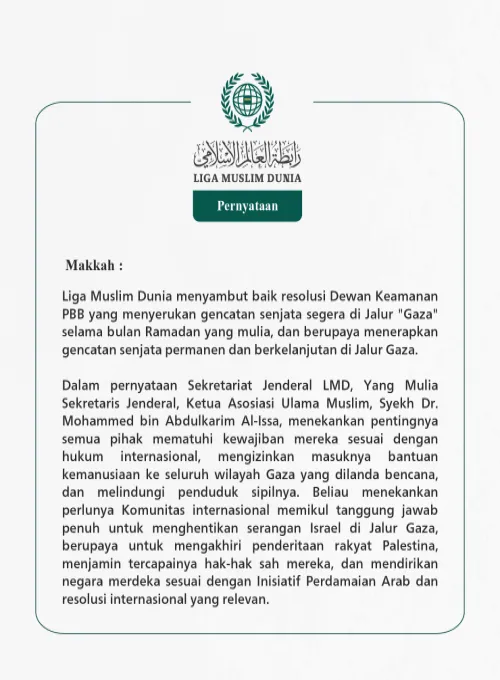 Pernyataan dari LigaMuslimDunia: