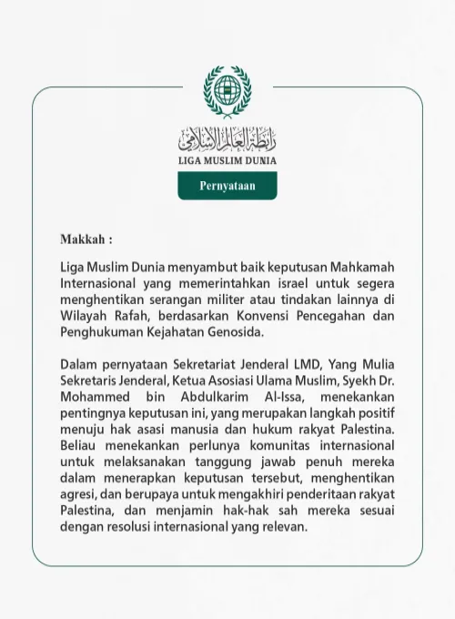 Pernyataan dari Liga Muslim Dunia: