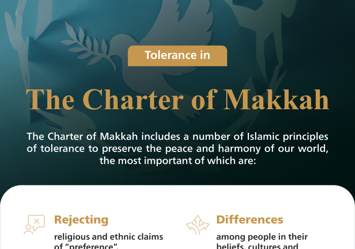 The Charter of Makkah reaffirmed the principles of Islamic tolerance as an urgent necessity for the peace of our world and the harmony of its national societies. 