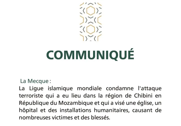 Communiqué de la Ligue Islamique Mondiale :