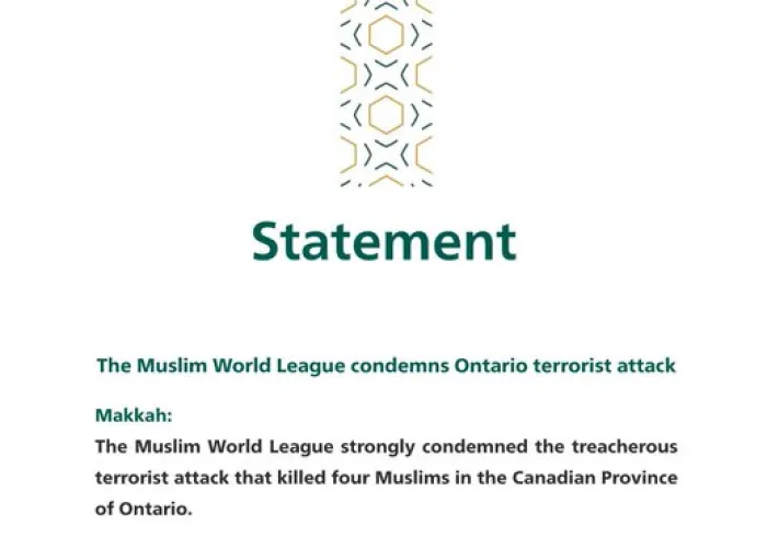 The Muslim World League stands with the people of Canada after the horrific terrorist attack