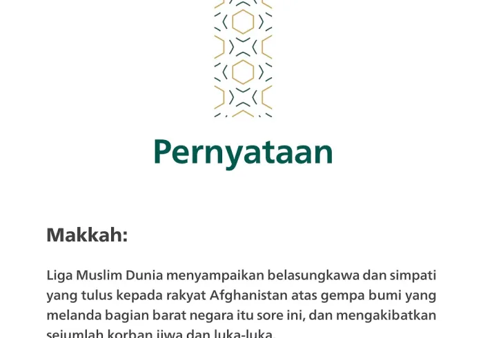 Pernyataan dari Liga Muslim Dunia: