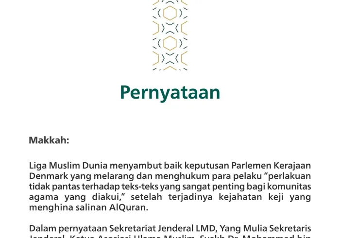 Pernyataan dari Liga Muslim Dunia: