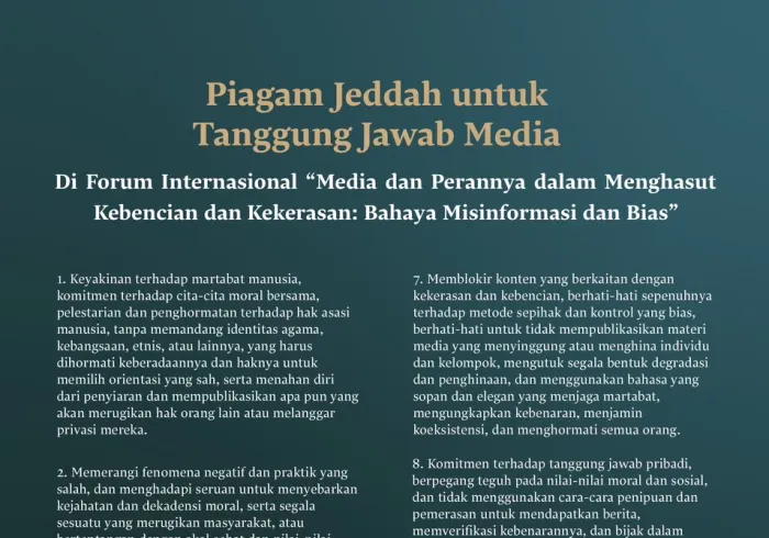 Terdiri dari 13 item dan diratifikasi oleh delegasi lebih dari 80 negara, yang diwakili oleh para pemimpin agama senior, tokoh media, dan diplomat:
