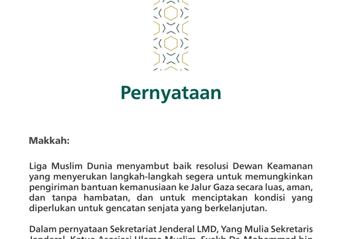 Pernyataan dari Liga Muslim Dunia: