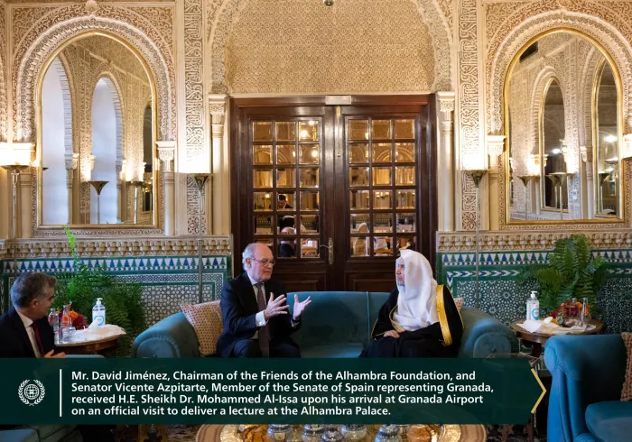 This afternoon, H.E. will deliver a lecture at the Alhambra Palace and hold high-level official and religious meetings