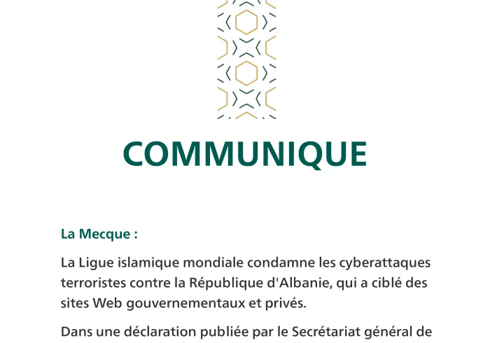 Communiqué de la Ligue Islamique Mondiale:
