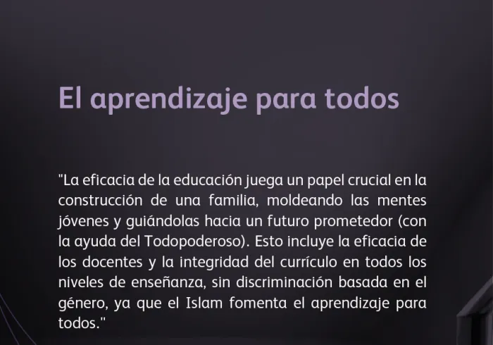 A la luz del Islam, su sabiduría y sus nobles valores: el derecho a la educación para todos, sin discriminación, tal como se afirma en la carta "Construir puentes entre las escuelas islámicas"