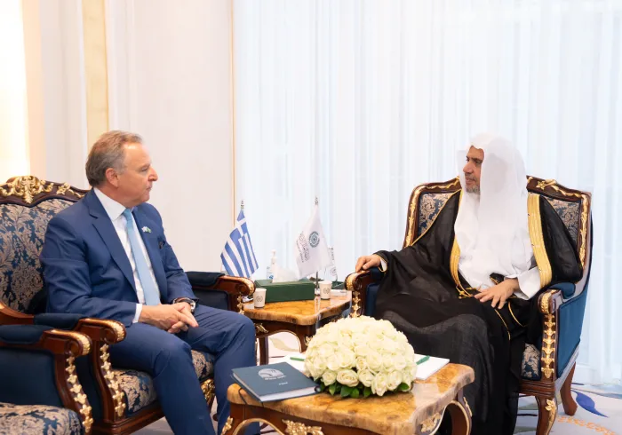 Yang Mulia Sekretaris Jenderal LMD, Syekh Dr.Mohammed Alissa , menerima Yang Mulia Duta Besar Republik Yunani untuk Kerajaan Arab Saudi