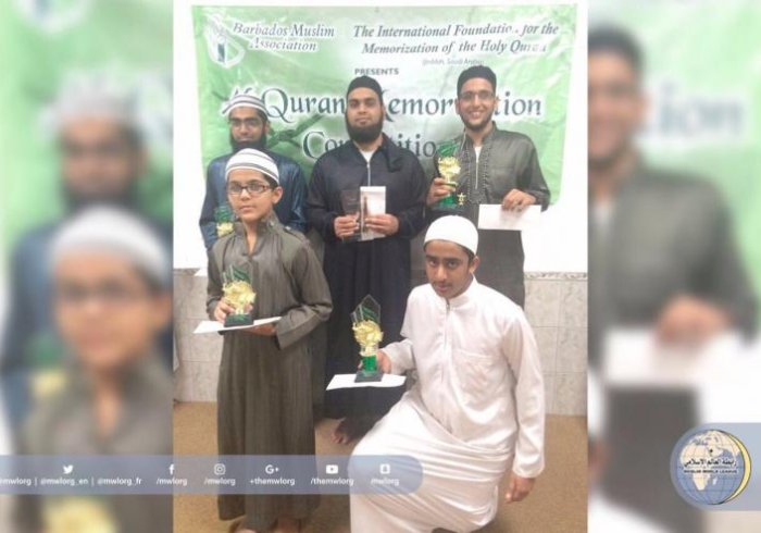 Rabita's Organization 4 Menorizing the Holy Quran & Barbados M.A. organized a Quran competition in which a group of students participated.