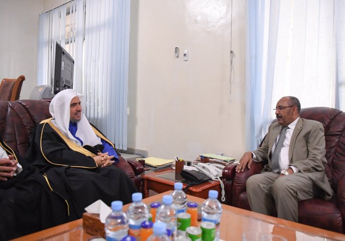 The Mauritanian Minister of Interior, Mr. Ahmed bin Abdullah, receives His Excellency the Secretary-General of the Muslim World League in the capital, Nouakchott.