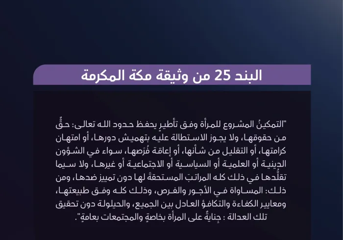 مكانة المرأة في ⁧‫وثيقة مكة المكرمة ‬⁩ بإمضاء كبار مفتي الأمَّةِ وعلمائِها