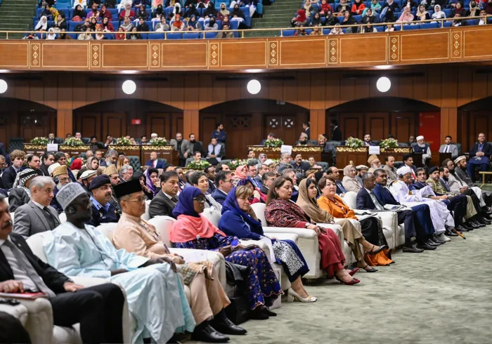 Le Secrétaire général, Président de l’Organisation des savants musulmans, cheikh Mohammed Al-Issa lors du lancement de la conférence  EducationDesFilles dans les sociétés musulmanes depuis la capitale pakistanaise, Islamabad :