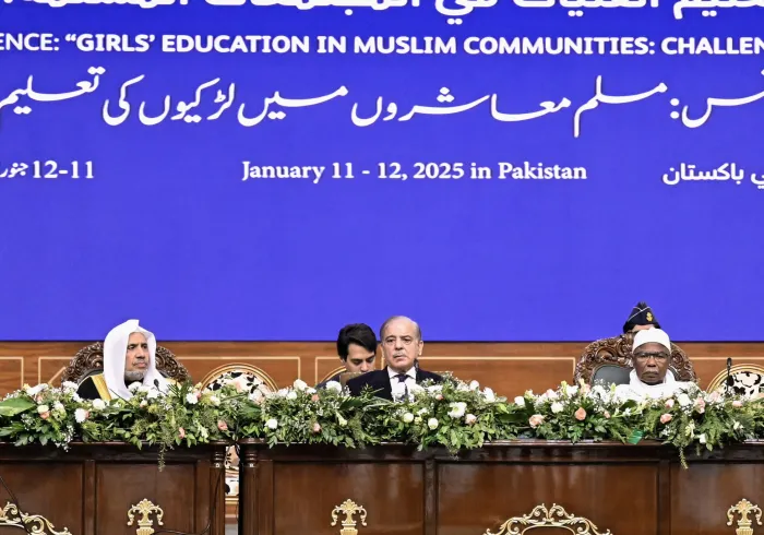 Le Secrétaire général, Président de l’Organisation des savants musulmans, cheikh Mohammed Al-Issa , lors du lancement de la conférence EducationDesFilles dans les sociétés musulmanes depuis la capitale pakistanaise, Islamabad :