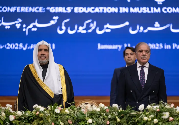 Le Secrétaire général, Président de l’Organisation des savants musulmans, cheikh Mohammed Al-Issa lors du lancement de la conférence EducationDesFilles dans les sociétés musulmanes depuis la capitale pakistanaise, Islamabad :