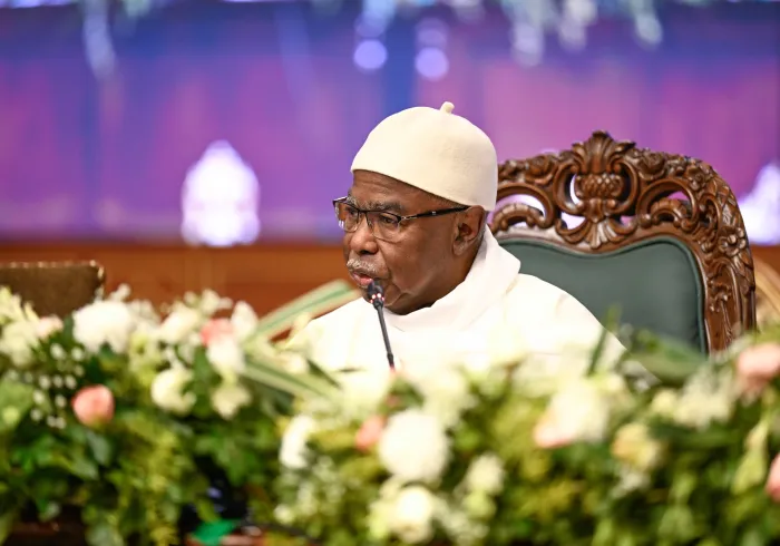 Le Secrétaire général de l’Organisation de la coopération islamique, M. Hussein Ibrahim Taha, lors de la conférence de la Ligue islamique mondiale : EducationDesFilles dans les sociétés musulmanes, depuis la capitale pakistanaise, Islamabad :