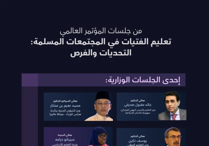 شاركَ عددٌ من الشخصيات الوزارية في جلسات الحوار بالمؤتمر.  ‏هذه ملامحُ من إحدى جلسات وزراء التعليم والتعليم العالي والهيئات والمجالس التعليمية: