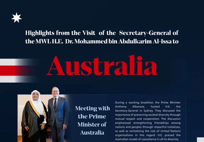 Highlights of the visit of H.E. Sheikh Dr. Mohammed Al-Issa , the Secretary-General of the MWL and Chairman of the Organization of Muslim Scholars, to Australia