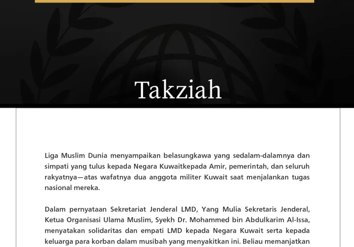 Takziah dari Liga Muslim Dunia