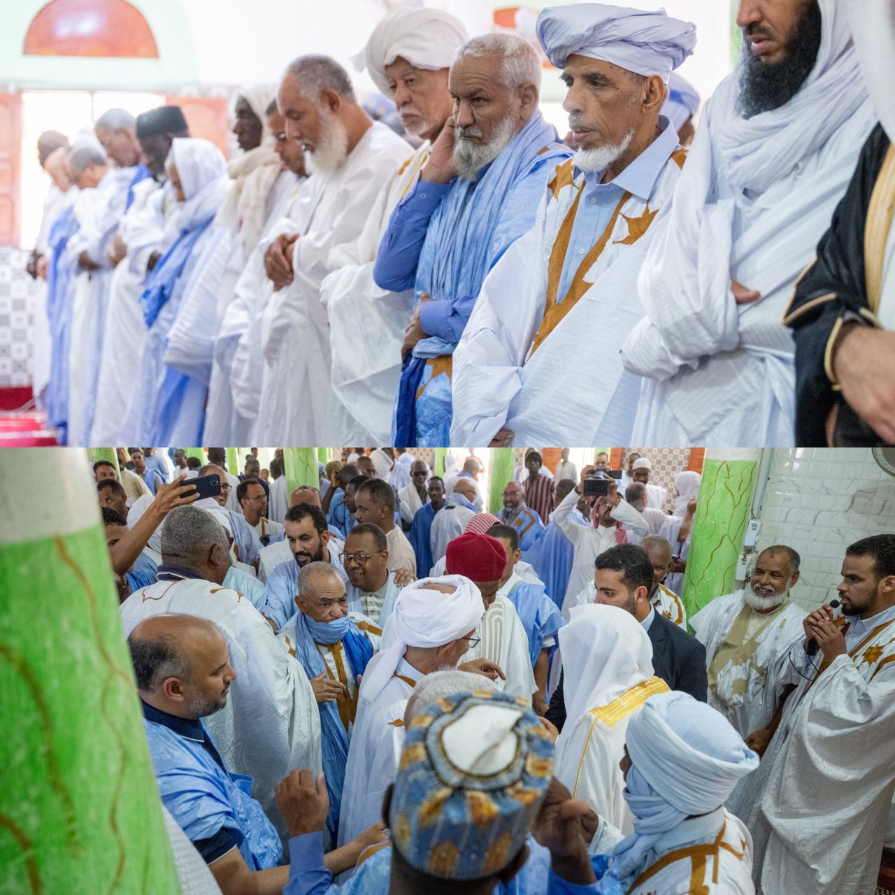 Aujourd hui durant le sermon du vendredi à Nouakchott, précédé d’une grande réception académique : cheikh Mohammed Alissa prononce le prêche et dirige la prière en présence de hauts responsables religieux et de nombreux fidèles.