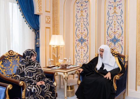 His Excellency Sheikh Dr. Mohammad Al-Issa, Secretary-General of the MWL and Chairman of the Organization of Muslim Scholars, met with Her Excellency Ms. Ayesha Em'hmem, Minister and activist for women’s development in Africa