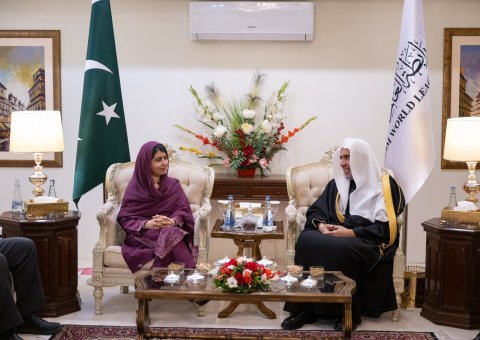 His Excellency Sheikh Dr. Mohammed Al-Issa, Secretary-General of the Muslim World League (MWL) and Chairman of the Organization of Muslim Scholars, met with Ms. Malala Yousafzai, the global advocate for girls' education and Nobel Peace Prize Laureate, at his residence in Islamabad