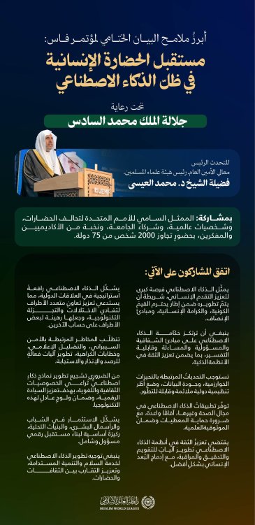 أصدر مؤتمر الجامعة الأورومتوسطية "رسالة فاس" بشأن الحضارة الإنسانية والذكاء الاصطناعي.. هُنا أبرز ما جاء فيها: