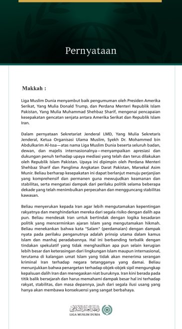 Pernyataan dari Liga Muslim Dunia: