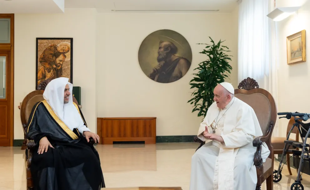 Pope Francis of the Vatican hosts Dr. Mohammad Al-Issa at his residence in the Vatican's Santa Marta.