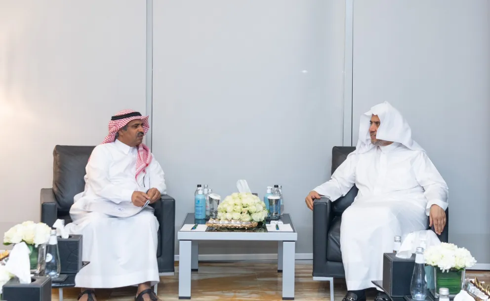 His Excellency Sheikh Dr. Mohammad Al-Issa meets His Excellency Professor Ali Abdullah Moussa, Secretary General of the International Council of the Arabic Language.