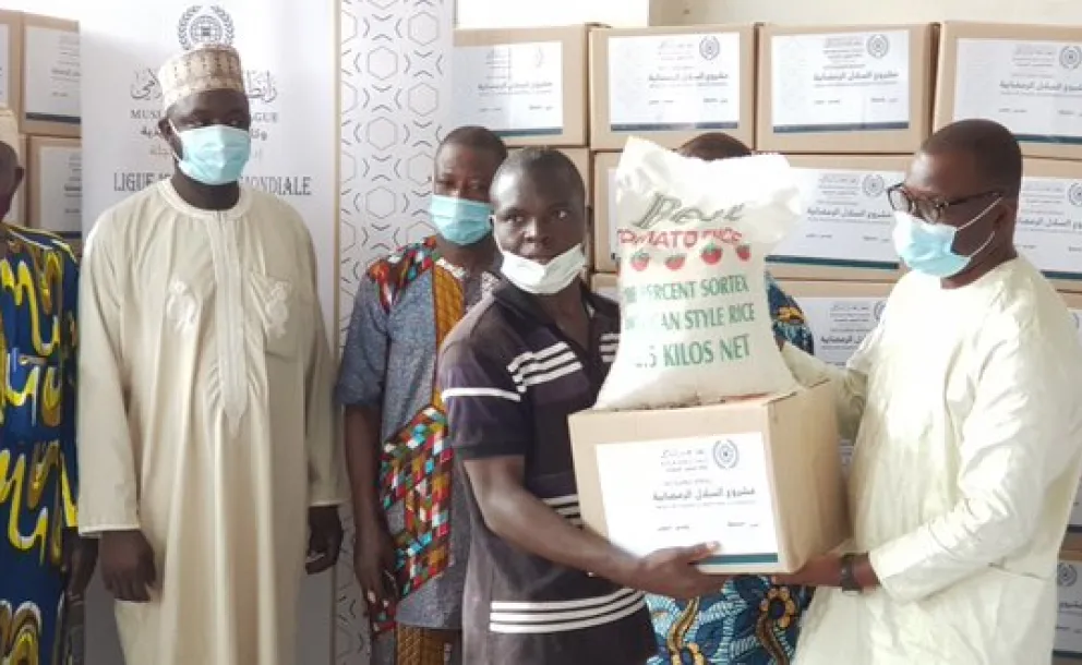 The Muslim World Leauge distributed food baskets to people in Benin