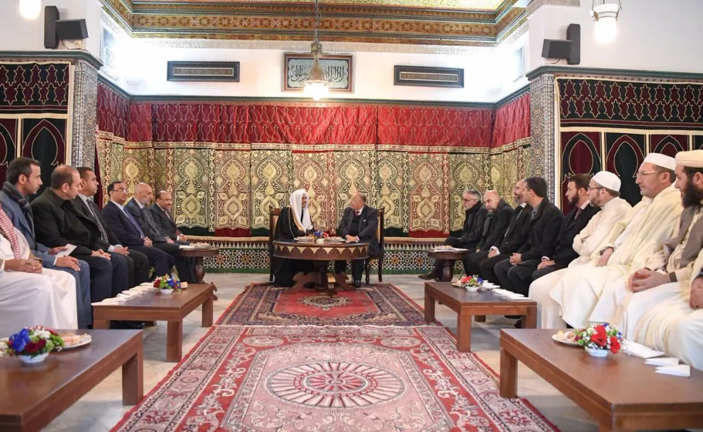 HE the MWL's SG meets with the Dean of the Islamic Institute in Paris Dr. Daleel Abu Bakr & a number of scholars and intellectuals during his visit to the Grand Mosque in Paris