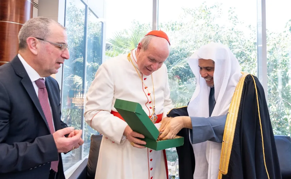 On a visit announced by the Vatican, Dr. Al-Issa receives the archbishop of Vienna in Riyadh at the MWL's headquarters