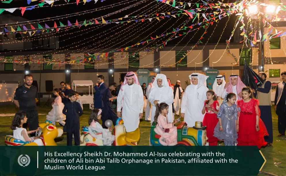 Photos from the visit of His Excellency Sheikh Dr. Mohammed Al-Issa, Secretary-General of the Muslim World League, to the children of Ali bin Abi Talib Orphanage in Pakistan, which serves more than 4,600 orphans: