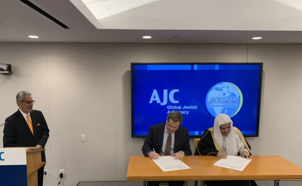 In a milestone moment for interfaith cooperation, HE Dr. Mohammad Alissa signed an agreement with AJCGlobal  to lead the highest level Islamic delegation in history to Auschwitz in January 2020.