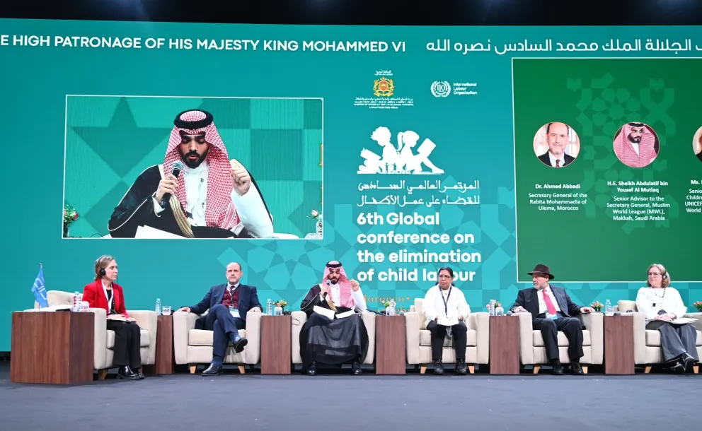 ‏شارك فضيلةُ المستشار والأمين العام المكَلَّف للهيئة العالمية للحقوقيين، الشيخ عبداللطيف المطلق، في أعمال المؤتمر العالمي السادس للقضاء على عمل الأطفال، المنعقد بالمملكة المغربية، تحت رعاية جلالة الملك محمد السادس